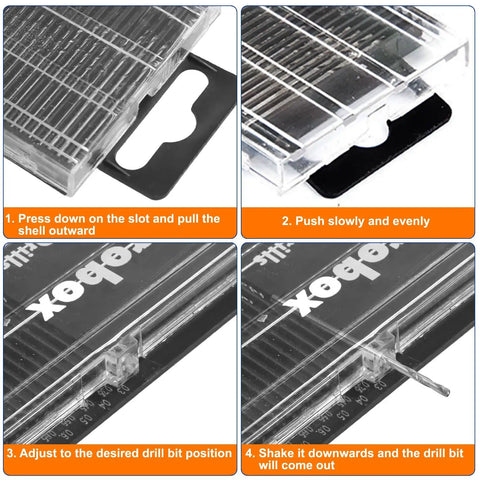 Micro Drill Bit Set 0.3-1.6mm With HSS Tiny Drill Bits And Shank storage case steps for accessing full-ground mini twist bits for precision drilling