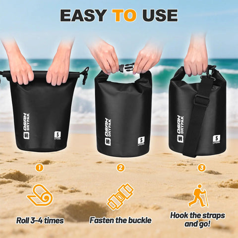 Floating Waterproof Dry Bag With Roll Top Seal And Free Phone Case, Heavy Duty Yet Lightweight Gear Sack Instructions