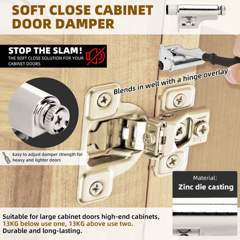 Soft Close Cabinet Dampers Set Of 10 For Cabinets Wardrobes Kitchen And Bookcases With Hydraulic Buffer shown installed on cabinet