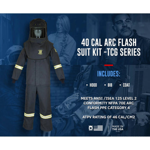 Badass Arc Flash Protective Kit With Flame Resistant Coat And Heavy Duty Bib Features Crystal Clear Anti Fog Hood Visor Integrated Led Work Light Active Air Vent System For Boss Level Job Site Comfort