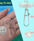 Sinker Slide Clips With Duo Lock Snaps For Lures, Sinker Weights, Floats, Swivels And Catfish Rigs, size comparison with quarter