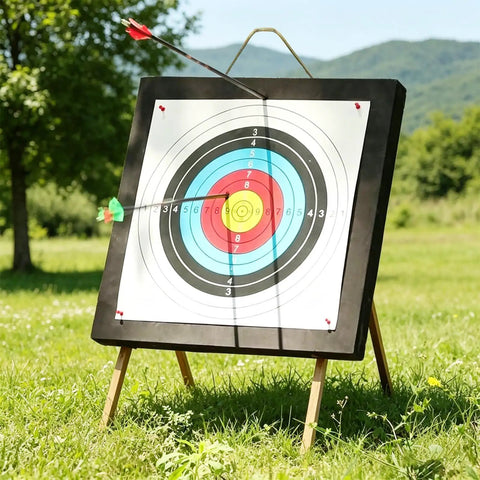 Backyard Archery Target Kit With High Density EVA Foam For Practice Arrow Stopping Cushion Includes Five Target Papers And Four Pins Rope