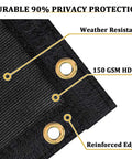 Close-up of weather-resistant Heavy Duty 6 Ft By 25 Ft Privacy Screen For Fence, 170 GSM HDPE Shade Net with brass grommets.