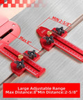 Thin Rip Jig Table Saw Guide for Quick Repetitive Narrow Strip Cuts, Anti Kickback Safety, red adjustable metal guide