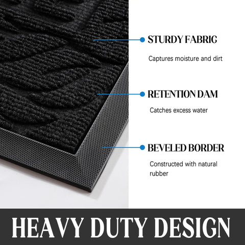 Welcome Mat Outdoor Waterproof Non Slip Entryway Rug For Front Door And Patio Low Profile Indoor Outdoor Mat Black 29.5x17 detail
