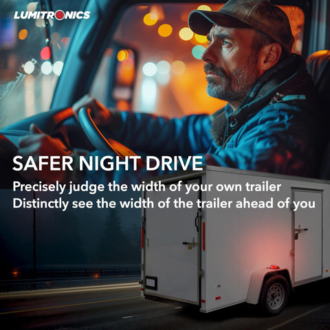 Driver in truck at night with Pre Wired RV Fender Clearance Trailer Light Set Left And Right for clear night visibility