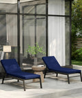 Chaise Lounge Cushions Outdoor Set Of 2 Quick Dry Fabric With Removable Covers Navy Blue 72 X 21 X 3 Inches Fade Resistant