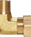 Brass 90-degree elbow compression fitting: 5/16-inch compression to 1/4-inch male pipe