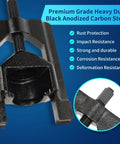 Gearoll U-joint puller with threaded screw clamp; front view, black-coated carbon steel.