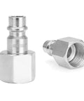 High Flow 7 Piece Air Coupler And Plug Kit With One Quarter Inch Body And Three Eighth Inch NPT Quick Connect Fittings, close-up view