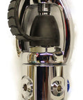 Yoke Piston First Stage Regulator For Scuba Diving Gear FS 810, 3365 Psi Air Supply, black and silver finish, front view.