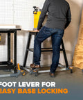 Adjustable Universal Mobile Base For Heavy Tools And Equipment Up To 400 Lbs showing foot lever for easy base locking