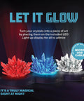 Glow In The Dark Crystal Growing Kit For Kids Ages Eight To Twelve With LED Light Up Display red blue white crystals on USB base