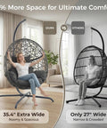 Swing Egg Chair With Stand Bird Cage Patio Hanging Chair With Cushions For Indoor Outdoor Use All Weather 350 Lb Capacity Big Dark Grey For Porch Or Garden With Weatherproof Frame And Plush Cushion For Cozy Lounging And Easy Outdoor Enjoyment, showing wide design comparison