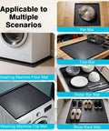 27x29 Inch Silicone Washing Machine Drain Pan With Raised Edge Anti Slip Drip Tray used in various household scenarios.