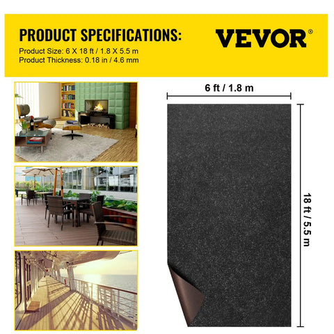 Heavy Duty Charcoal Black Marine Carpet Roll For Boats And Decks Waterproof Indoor Outdoor Patio Rug 0.18 Inch Thick Non Slip Polyester Flooring Built Tough For Dockside Adventures And Kickass Everyday Durability