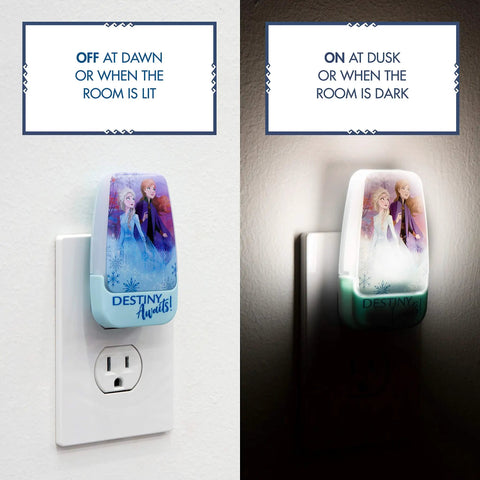 Frozen LED Night Light Featuring Anna And Elsa Sensor Plug In Dusk To Dawn Auto On Off Cozy Glow Vibe For Bedroom Nursery Bathroom And Kids Playroom UL Certified Girls Room Decor