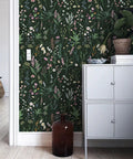 Floral Peel And Stick Vinyl Wallpaper For Kitchen Cabinets And Furniture in room, dark background, vintage flowers, PVC material