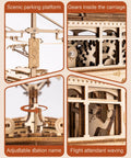 3D Wooden Puzzle Model Car Kit For Adults Build A Classic Tram Train Set With Realistic Rails And Real Wood Finish Hands On Toy Gift Idea For Christmas Fathers Day Birthday Dope Build Experience, wooden tram detail