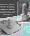 Heavy Duty Galvanized Square Washers Set Forty Pieces Inner Diameter Five Eighth Inch Outer Diameter Three By Three Inches Thickness One Eighth Inch Flat Gasket Fasteners For Construction And Industrial Equipment Anti Loosening under bolt on surface