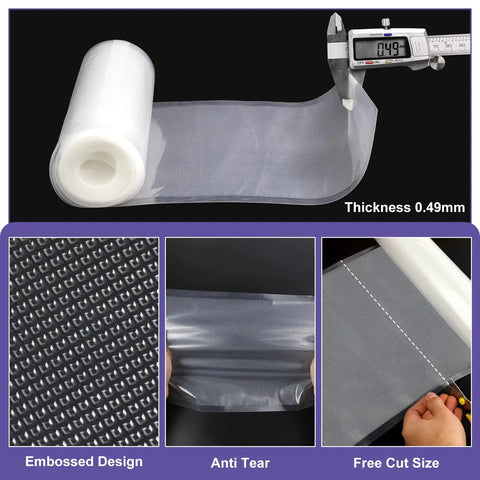 Food Vacuum Sealer Bags Roll Set 6 Pack With Three 8x20 Inch Rolls And Three 11x20 Inch Rolls BPA Free Embossed And Free Cutting