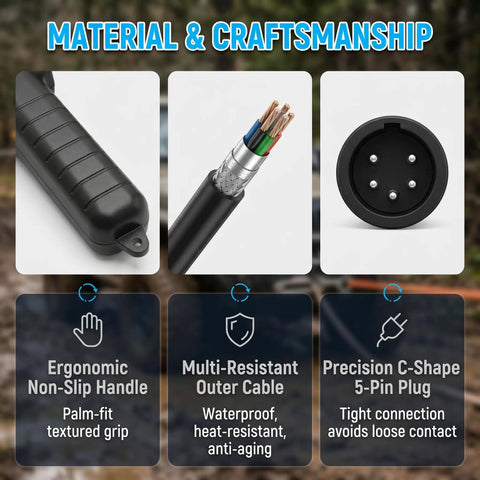 Premium 5 Pin Winch Remote Control Switch Cable for Badland Electric Winches showing ergonomic handle and multi-resistant cable.
