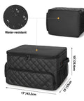 Black Two Layer Golf Trunk Organizer For Cars with Quilted Design and Ventilated Shoe Compartment, 17x13x10 inches