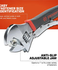 Locking Adjustable Dual Material Wrench, 10 Inch, Pliers Strength Jaw, Anti Slip Grip, Gear, Wide Jaw Opening Up To 1 Inch, ACL10VS