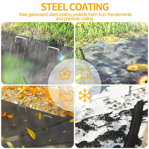 Steel coated 6 Inch Landscape Staples 50 Pack Pro Grade Galvanized Garden Stakes for securing fabric in various settings.