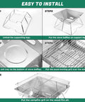 Folding Campfire Grill For Camping And Backpacking Portable Charcoal Fire Pit With 304 Stainless Steel Construction assembly steps