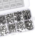 Industrial Grade 300-Piece M3 To M8 304 Stainless Steel Hex Socket Set Screws With Oval Cup Point Internal Drive in storage box