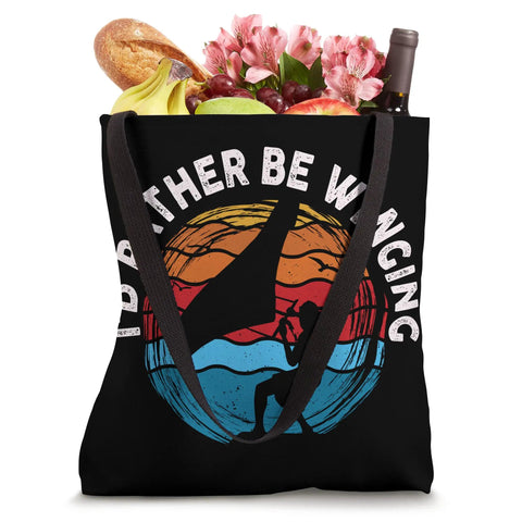 I'd Rather Be Winging Wing Foil Wingsurfing Tote Bag For Wingboard Gear, 16 By 16 Inch Beach Carryall, colorful design, groceries.