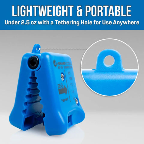Mid Span Fiber Slitter For ABF Cables 0.9 To 1.5 Mm Precision Five Groove Blade Depth Control Pro Grade Safe Slitting Tool For Clean Outer Sheath Removal Without Damaging Internal Fibers, blue body with tethering hole