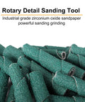 Close-up of 120 Grit Zirconia Sanding Bands For Detail Work Set 0.4 Inch By 1.5 Inch Cone And Cylinder Shapes in green color.