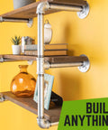 Galvanized Malleable Iron One Half Inch Couplings Kit used in wall-mounted shelf for pipe furniture and rustic decor