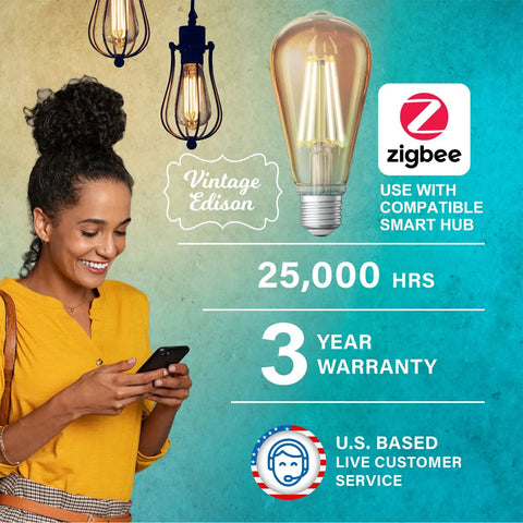 Zigbee Smart Candelabra Bulbs 4 Pack, Hub Required, Dimmable Multicolor E12 LED Candles, 450 LM, 40W Equivalent, Lit Color Range, Works With Alexa Echo 4th Gen and Echo Plus, Google SmartThings, Voice Or App Control