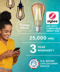 Zigbee Smart Edison Bulbs 6 Pack Hub Required For SmartThings And Echo Built In Hub Compatible Voice Control With Alexa And Google Home