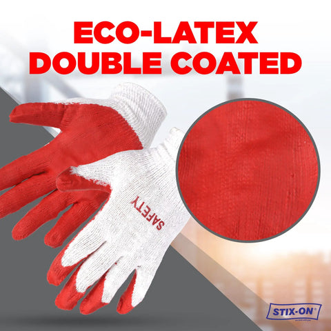 Red Latex Cotton Work Gloves 200 Pairs Non Slip Grip Nitrile Dipped Rubber Palm Coated For A Firm Grip Heavy Duty Construction Moving Warehouse Garden Gloves