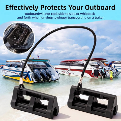 Two Sets Of 4-Inch Black Hydraulic Outboard Steering Locks For Trailering And Transport - Easy Install, Keep Your Boat From Swingin, Secure During Towing, Durable Clamp On Steering Cylinder Rod Locks