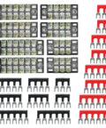 Dual Row Screw Terminal Blocks Set With Covers For Easy Wiring, 8 Sets Of 3 To 6 Positions, 600V 15A Rating, Pre Insulated