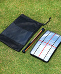 Golf Swing Correction Glasses With Indicator Rod For Putting And Full Swing Training Posture Feedback Eyewear shown on grass with bag