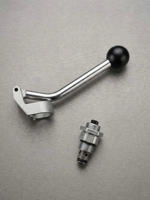 Heavy Duty Hydraulic Relief Valve M19 x 58mm For Car Lift Power Unit Lever Handle Lowering Valve on metal surface