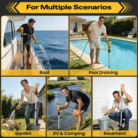 Cordless Stick Water Pump Designed For Plug And Play Setup On 20v Max Tools used for pool draining and garden watering.