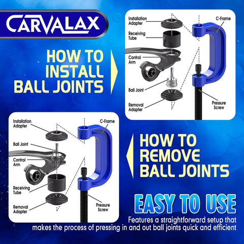Ball Joint Press Kit With Universal Adapters And Sockets For Cars Trucks And SUVs Heavy Duty 9 Inch C Frame Press diagram