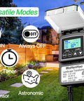 Get Your Outdoor Space Lit Up Right With This Killer 100W Low Voltage Lighting Transformer That Steps Down 100-240V AC To Safe 12V DC Output Perfect For All Your Landscape Lights And Comes Loaded With An Astronomic Timer Plus Five Versatile Modes For displayed in a garden setting