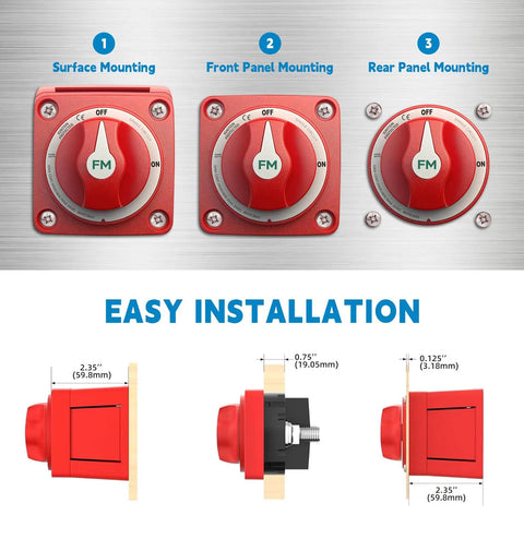 Beefed Up 300A Waterproof Battery Disconnect Switch 12V To 48V On Off Kill Switch for multiple mounting options