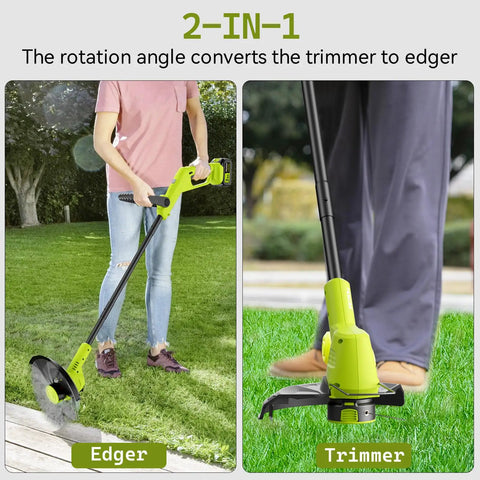 Cordless 21V String Trimmer With Dual 3.0Ah Batteries And Charger, 12 Inch Weed Eater, 2 In 1 Trimmer And Edger in use