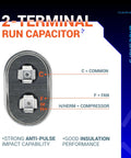 2-terminal design of 7.5 uF Oval Run Capacitor 370/440 VAC CBB65 for condenser AC and heat pump all in one