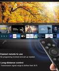 Universal TV Remote Replacement For Smart TVs, No Fuss Setup And Plug And Play, in hand against a Samsung Smart TV screen