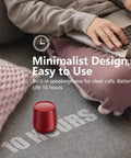 Compact Waterproof Bluetooth Speaker With Big Sound, Portable Mini Wireless Speaker on sofa, built-in microphone, red color